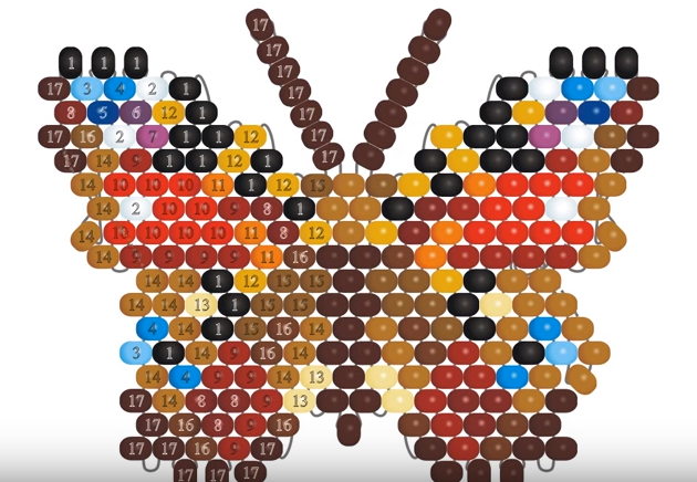 Бабочки из бисера мозаичным плетением: схемы