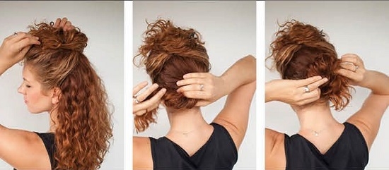 Как сделать пучок из вьющихся волос