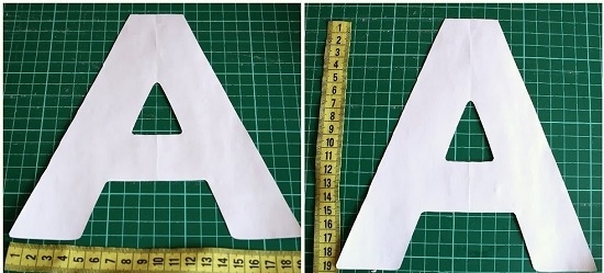 Распечатываем букву нужного размера и вырезаем две одинаковые детали