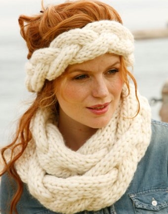 Вязание шарфа хомута с косами