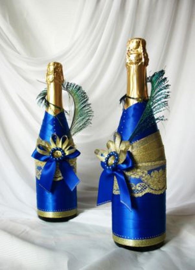 Шампанское на свадьбу: дизайн бутылки своими руками