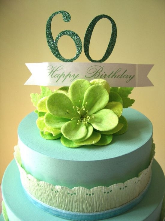 Торт с пожеланиями из бумаги на 60 лет