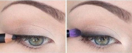 Дневной макияж для увеличения глаз при помощи карандаша