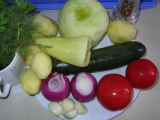 Рагу со стручковой фасолью: овощи