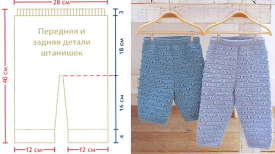 Вязание штанишек для новорожденного спицами: схема и описание
