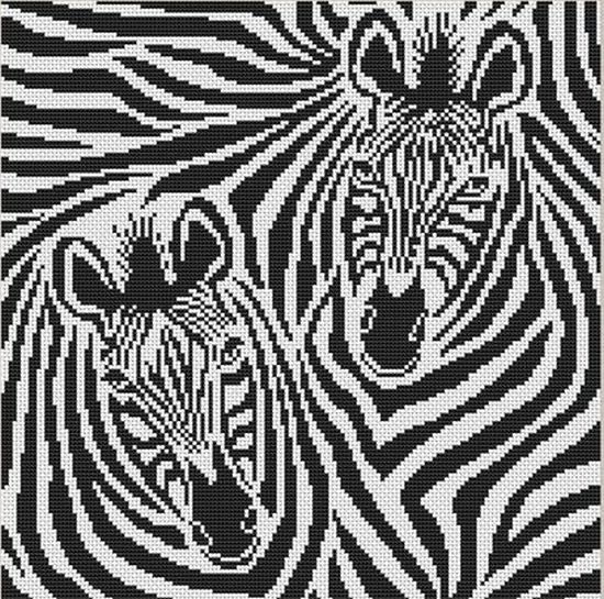 Черно-белые схемы вышивки крестом: зебры