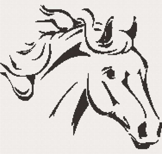 Черно-белые схемы вышивки крестом: лошадь