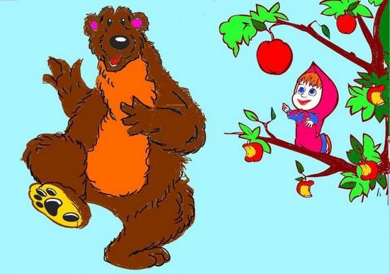 Как поэтапно нарисовать Машу и Медведя карандашом