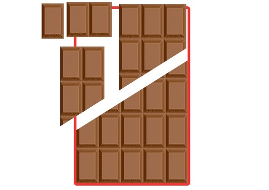шоколадный квадратик диаметром 2 на 2 поставьте на его место