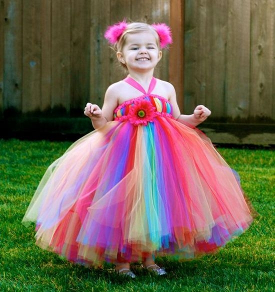 Платье из фатина для девочки радуга