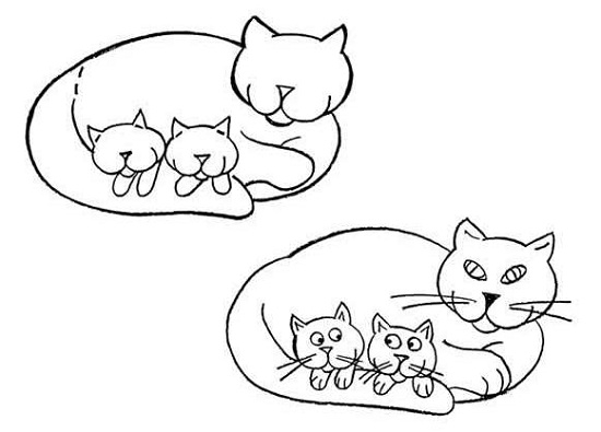 как нарисовать кошку с котятами поэтапно карандашом