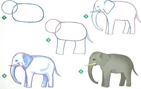 как нарисовать слона и Моську