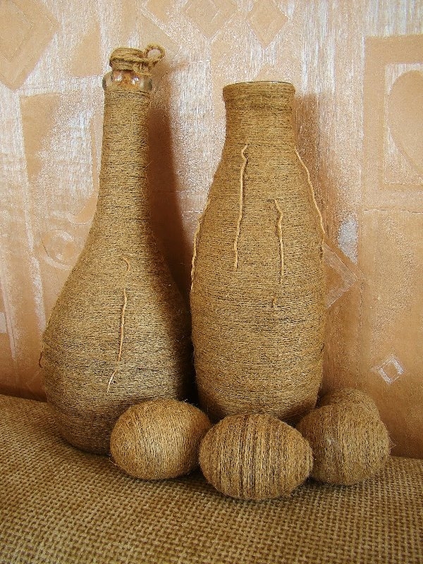 Декор вазы из бечевки: техника