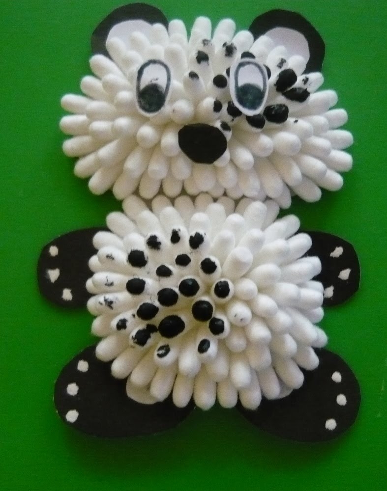 Панда из ватных палочек