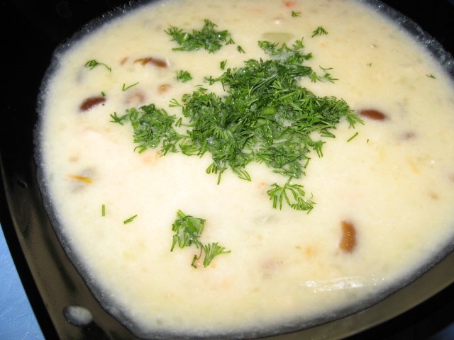 Суп с плавленым сыром и грибами: рецепт