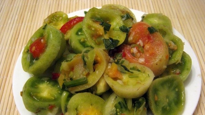 Зеленые помидоры по корейски: быстро и вкусно