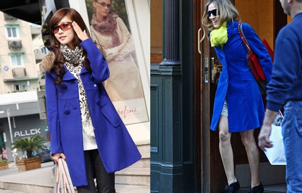 С чем носить синее пальто?