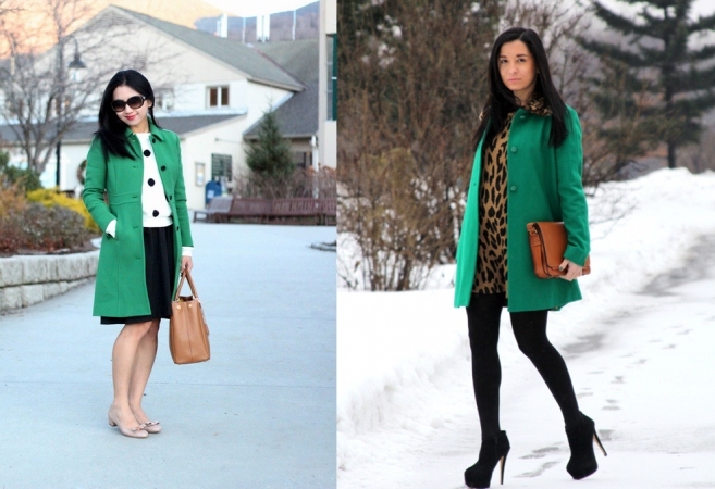 С чем носить зеленое пальто