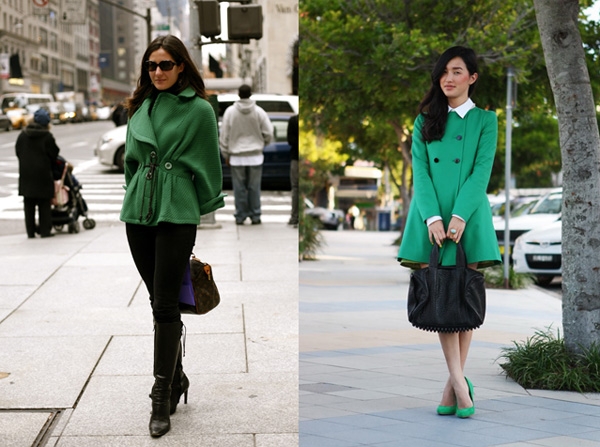 С чем носить зеленое пальто
