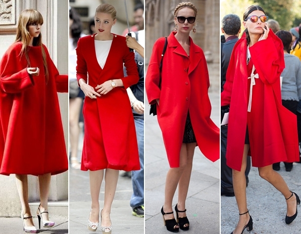 С чем рекомендуют носить красное пальто?