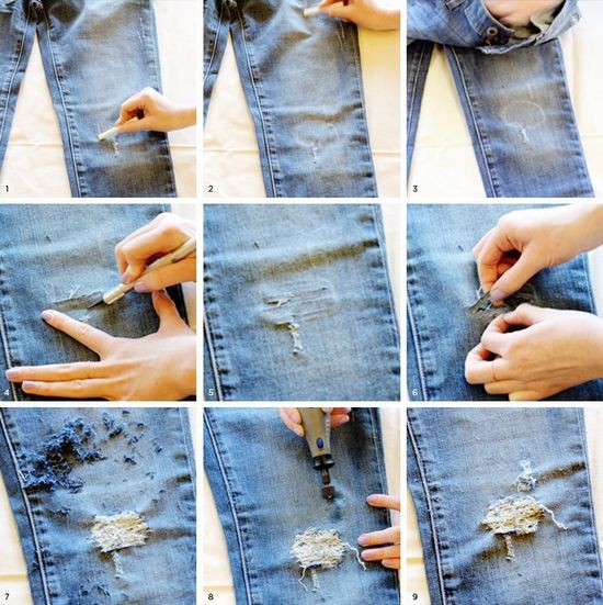 Как сделать потертости на джинсах?