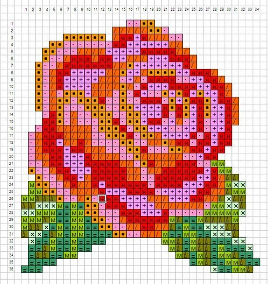 Схема для вышивки розы бисером