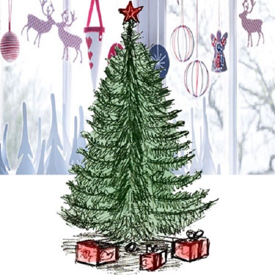 Рождественская елка: рисуем карандашами