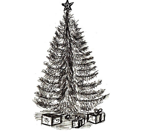 Рождественская елка: рисуем карандашами 7