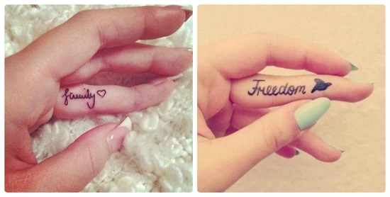 надписи тату на пальце для девушек