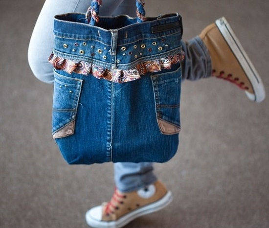 Лоскутное шитьё из джинсы: сумка