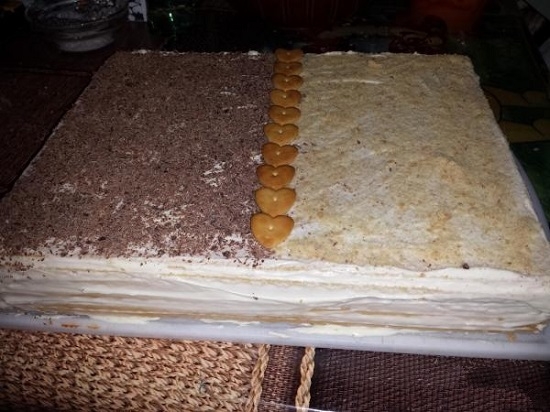 торт с вафельными коржами, сгущенкой и сыром «Маскарпоне»