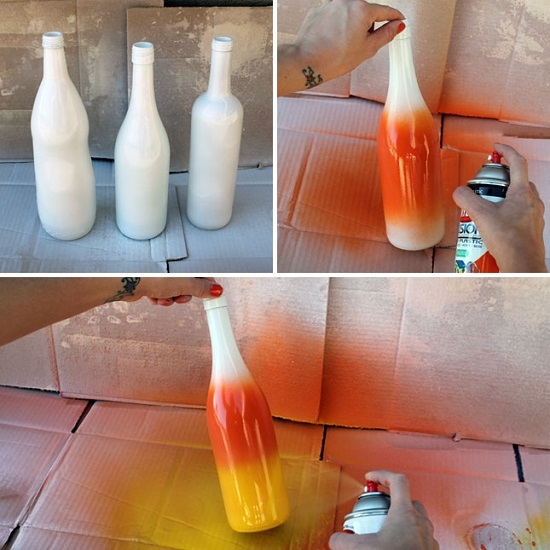 поделка из бутылки с помощью акриловых красок