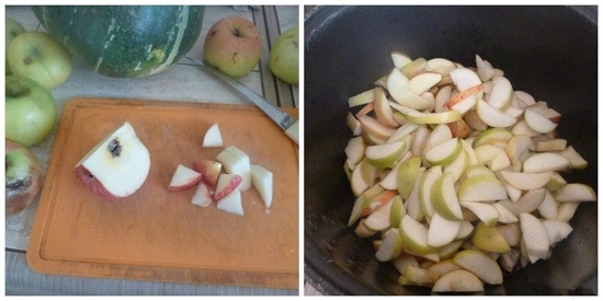 Яблоки промываем, обсушиваем и режем 