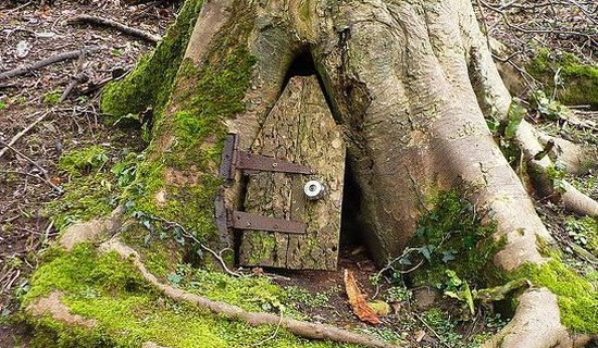 Сказочные домики в дереве в ландшафтном декоре