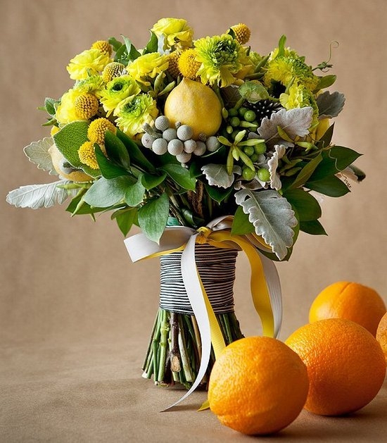 букет лимоны цветы